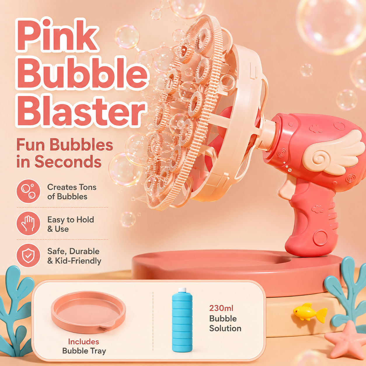 🫧 Angel Bubble Blaster – Bubbles Inside Bubbles Magic Bubble Gun for Kids Outdoor Fun, Party & Family Entertainment