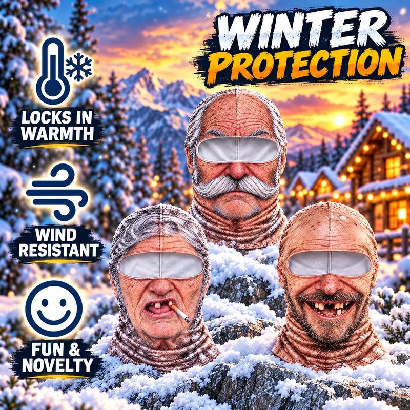 🤣 Funny Realistic Face Balaclava | Hilarious Ski & Snowboard Resort Party Mask, Winter Slopes Group Gear