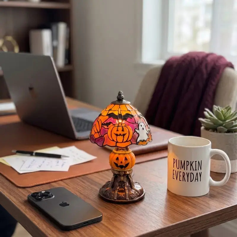 Retro Pumpkin Bat Pattern Single Desk Lamp