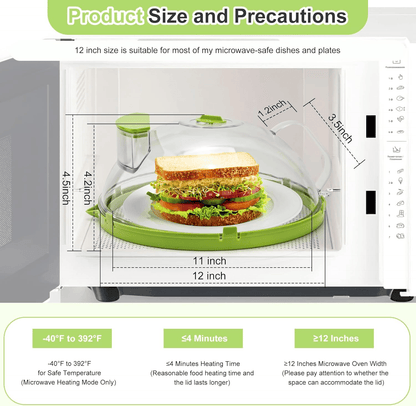 Microwave Splatter Cover with Water Steamer, 10 inch Clear Microwave Plate Cover for Food, Splatter Guard Microwave Lid for Microwave Oven