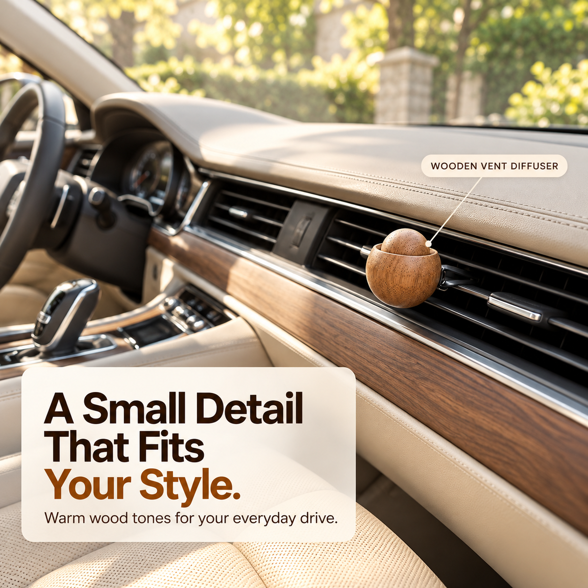 🚗🔥 50% OFF Wooden Car Vent Diffuser – Refillable Wood-Grain Aroma Holder, Stylish Car Interior Accessory, Limited-Time Deal!