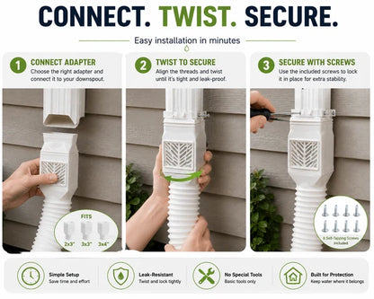 🏡 Flexible Rain Gutter Downspout Extension Kit  – Adjustable 22"-63" Drain Pipe with Leaf Filter for Foundation Protection