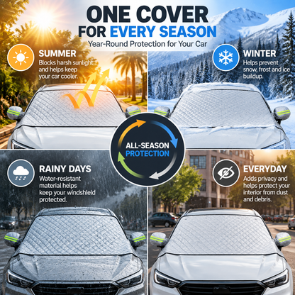 🚗 No More Scraping or Scorching – Magnetic Windshield Cover for Sun, Snow & Frost, Fits Cars, SUVs & Trucks