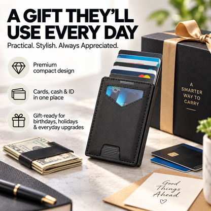 💳 POP-UP CARD WALLET | Slim RFID Blocking Wallet with Quick-Access Aluminum Card Holder & Money Clip