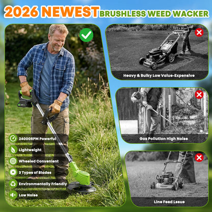 German Quality 3-in-1 Cordless Lawn Mower w/ 2×21V Batteries, Lightweight Trimmer & Edger for Small Medium Gardens
