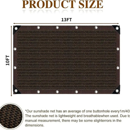 ⛅ Black 90% Blackout Fabric, 10×13ft UV Protection Shade Net with Reinforced Rivets