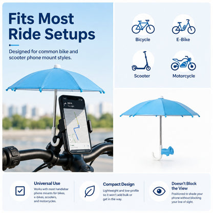 BUY 3 FREE SHIPPING✨Mini Sun/Rain Umbrella for Motorcycle & Bicycle Phone MountShade Your Screen. Save Your Battery.