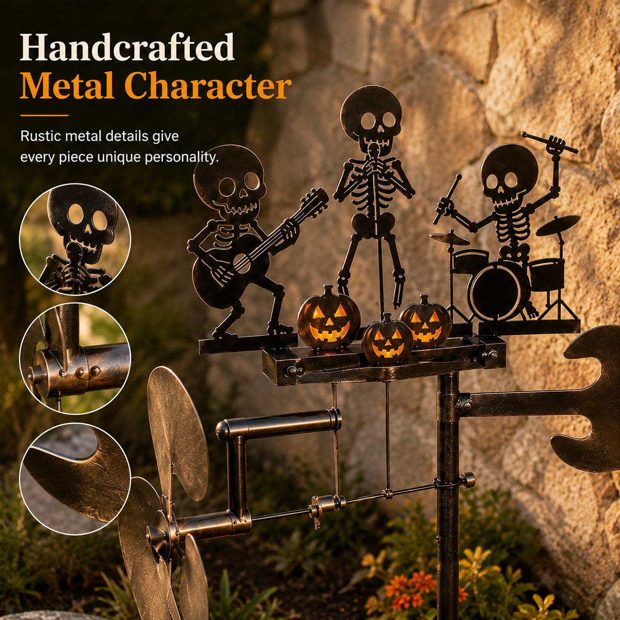 Halloween Skeleton Band Kinetic Wind Spinner