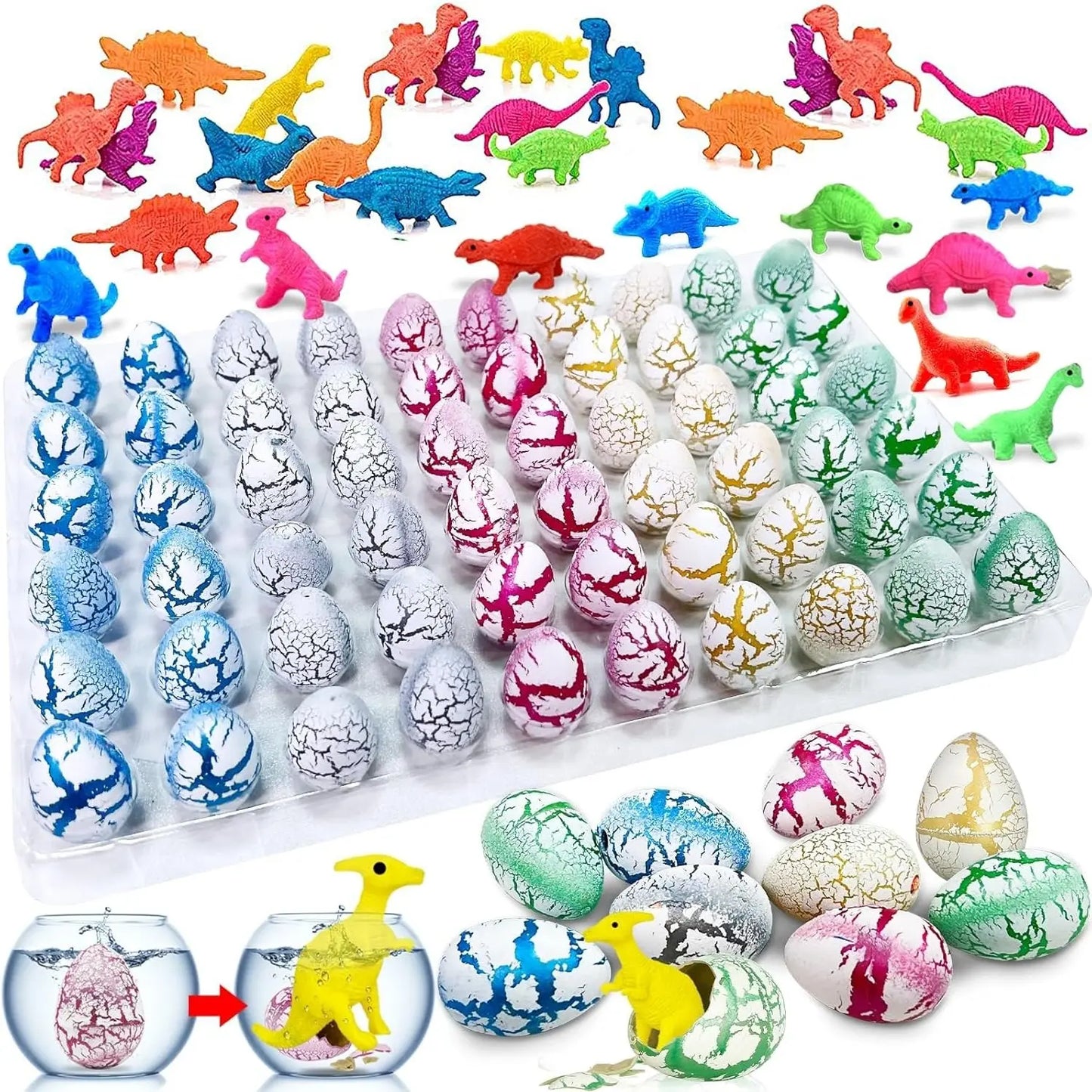 60PCS Dinosaur Eggs Hatching Toys for Kids Party Favors