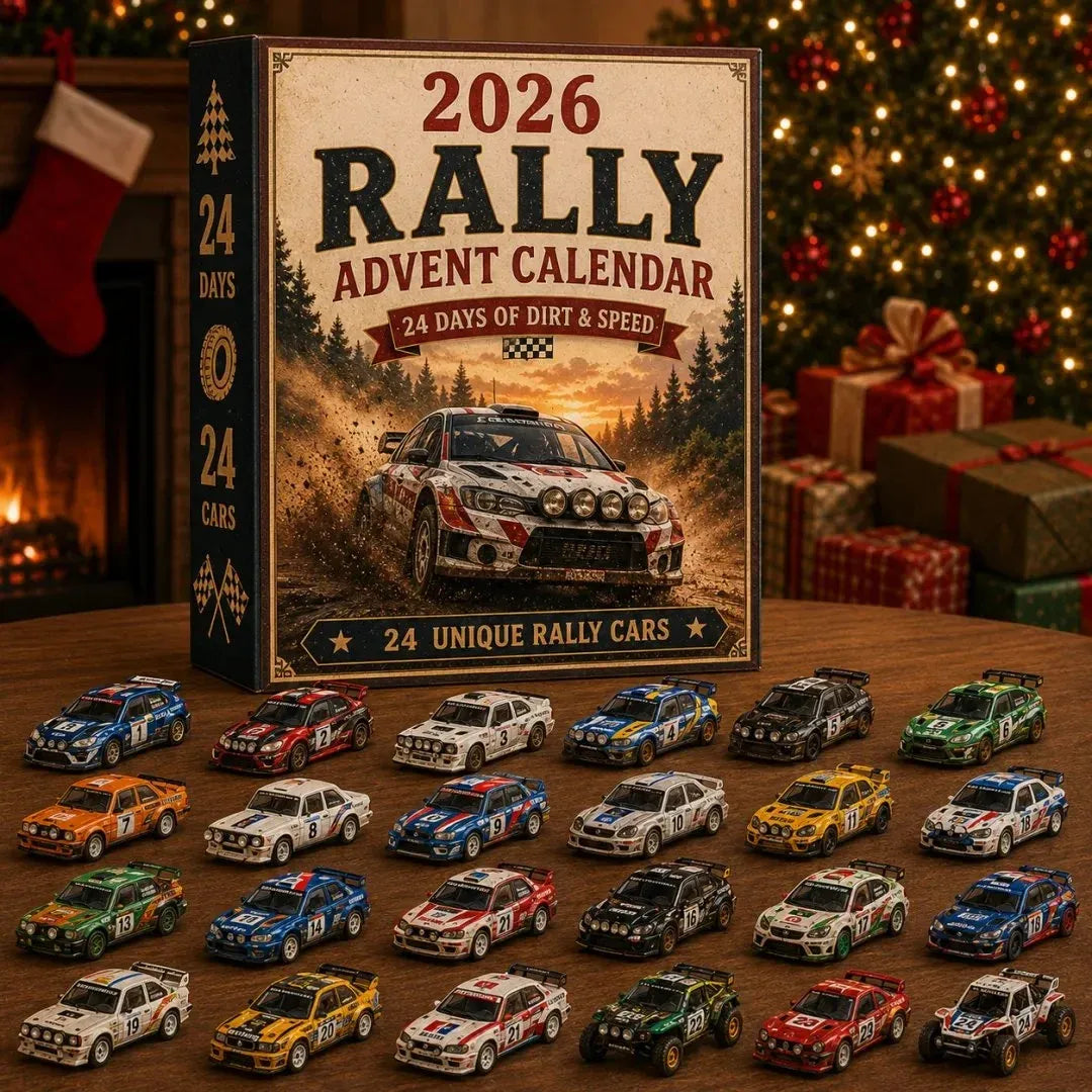 🏎️ Rallye-Adventskalender 2026 – 24 Tage voller Tempo & Action, 24 Rallyeautos zum Sammeln