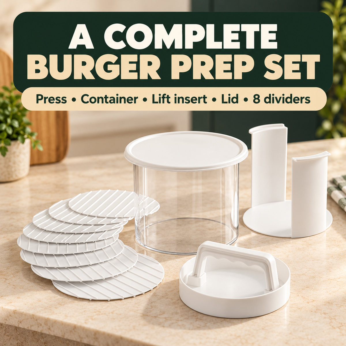 Burger press set components