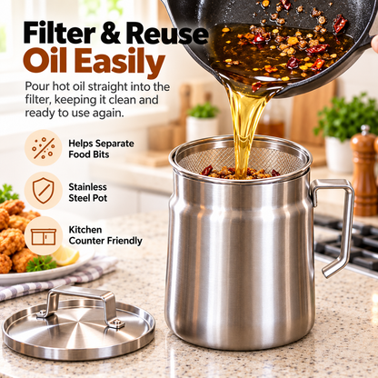 🍟 Stainless Steel Deep Fryer Set with Mesh Basket & Lid