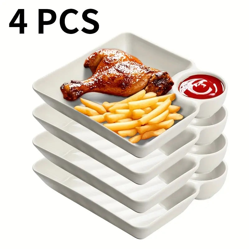 4pcs Divided Snack Plate Set