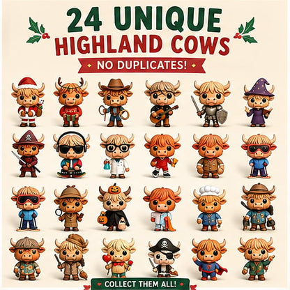 🔥Last Day 49% OFF - 🐂🎁2026 Highland Cow Advent Calendar | Every Day Brings New Surprises