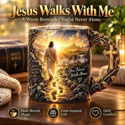 🔥 Last Day 52% OFF - 🔥✝️ Jesus Walks With MeTM – Heat-Reveal Faith Mug | You Are Never Alone (📦Buy 2 Free Shipping)