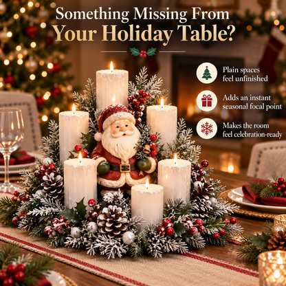 🎄 Christmas Reindeer Candle Centerpiece – Peace, Joy & Love Holiday Table Decor
