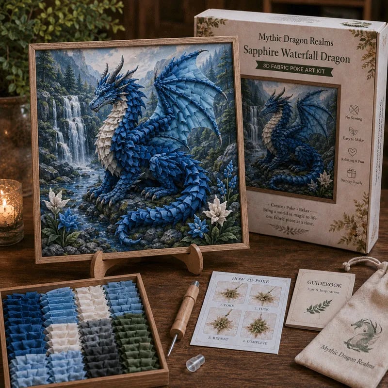 🎁Last Day Buy 2 get 1 free🐉 Mythic Dragon Realms 3D Fabric Poke Art Kit