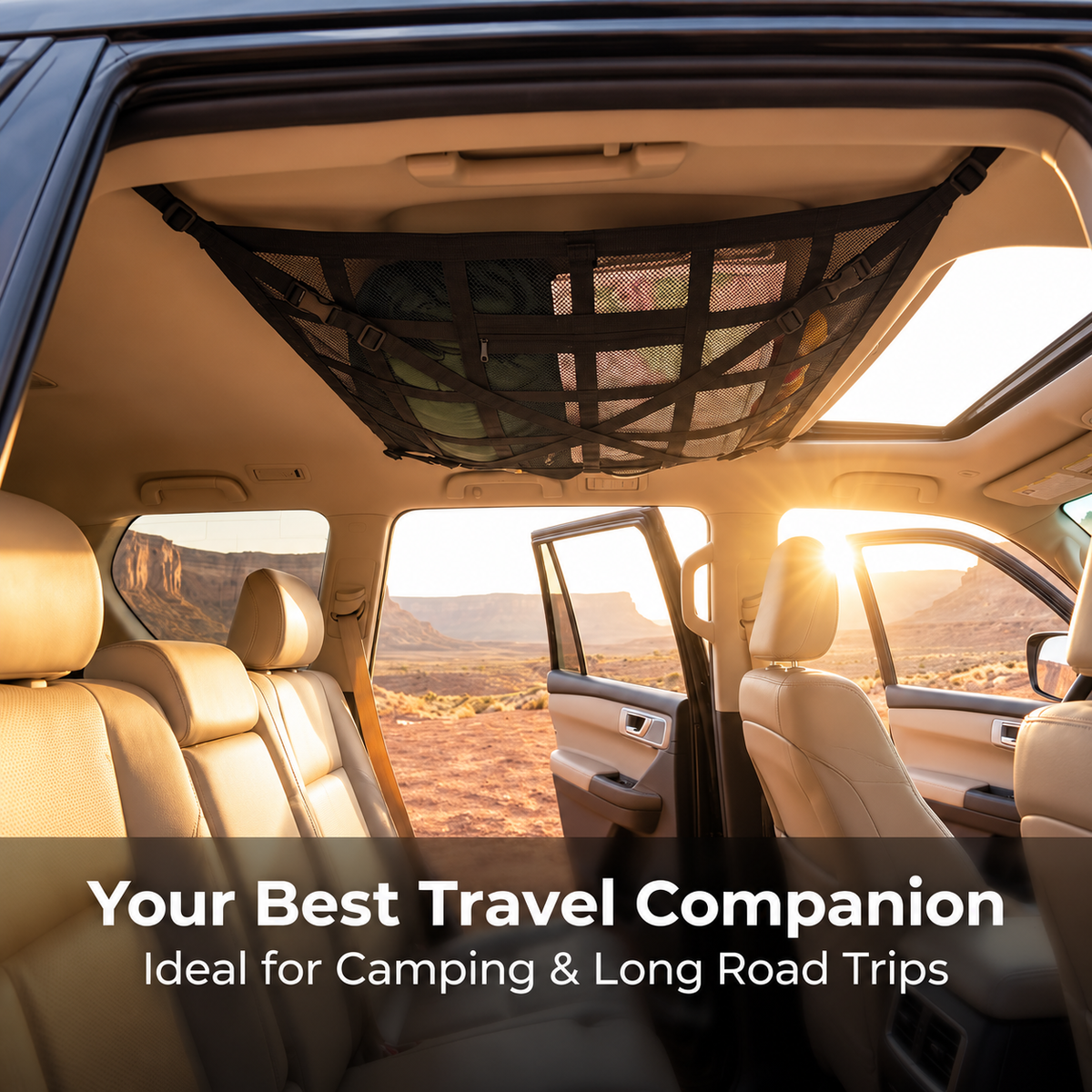 🚙 SkyStow™ Car Ceiling Cargo Net – Overhead Storage Organizer for SUVs & Sedans