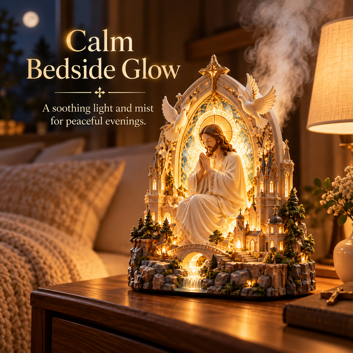 ✝️✨ Sacred Serenity™ – Lighted Jesus Prayer Aroma Diffuser with Gentle Mist | A Beautiful Gift of Faith & Peace ❤️