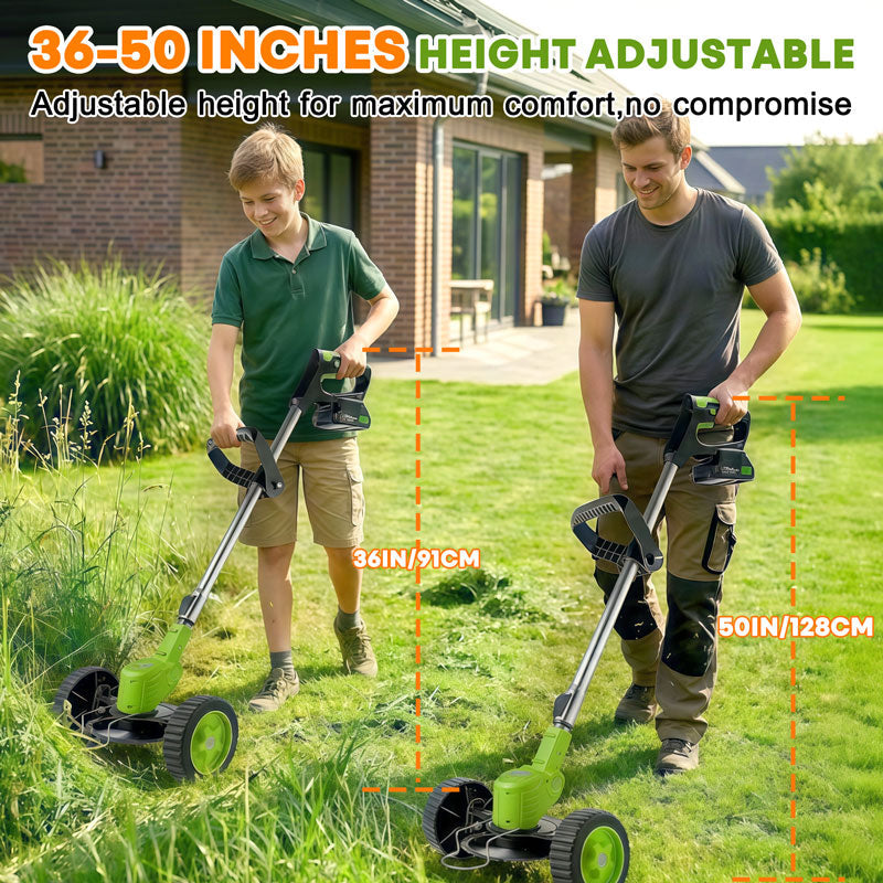 German Quality 3-in-1 Cordless Lawn Mower w/ 2×21V Batteries, Lightweight Trimmer & Edger for Small Medium Gardens