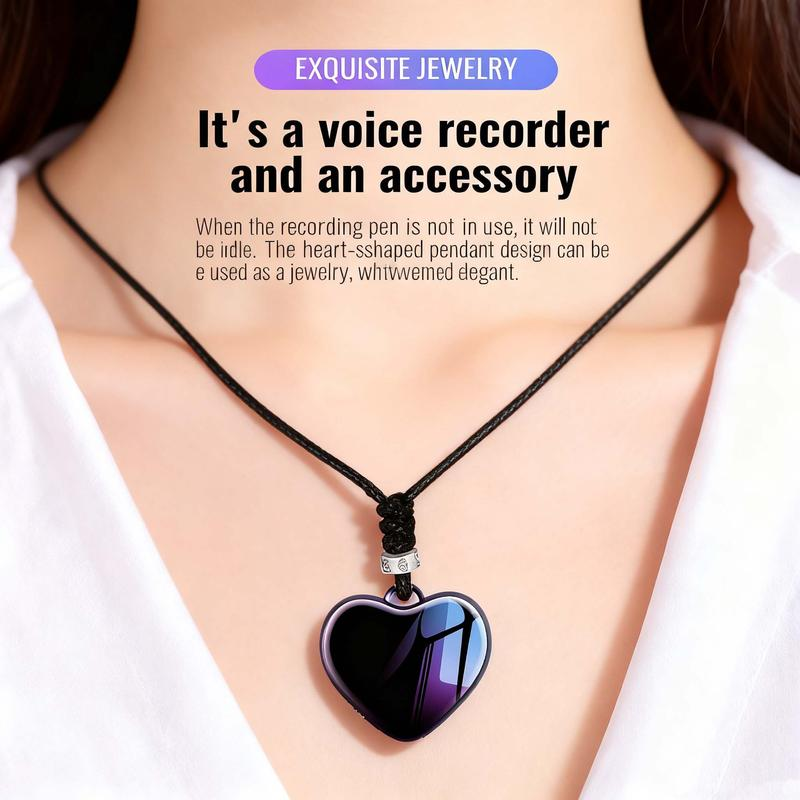 Mini Heart-shaped voice activated hidden necklace recorder