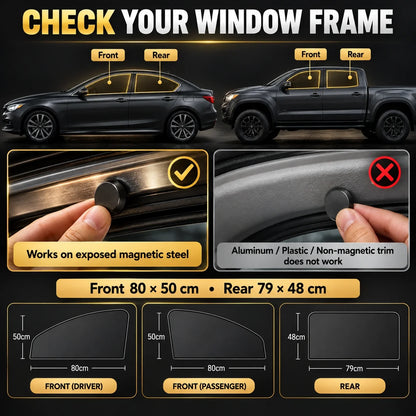 Magnetic Car Side Window Curtains – 4-Piece Front & Rear Privacy Sunshade Set