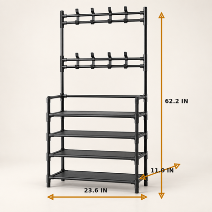 3-in-1 Entryway Coat & Shoe Storage Rack