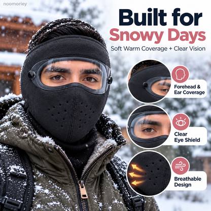❄️ Winter Face Cover with Clear Eye Shield – Adjustable Cold Weather Balaclava