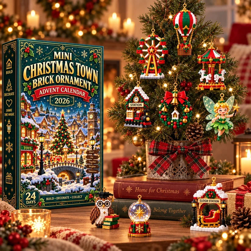 ⏳ Last day to save 49% – 🎄 Mini Christmas Town Brick Ornament Advent Calendar | 24 unique festive buildable town‑themed designs with hanging loops—perfect for decorating Christmas trees, wreaths, and holiday displays 🧱