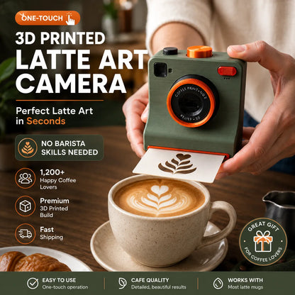 ☕📸 One-Touch Latte Art Camera – 3D Coffee Stencil Printer Kit for Custom Drink Designs ✨