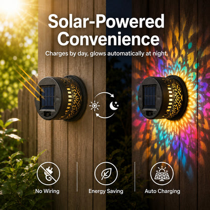 Solar Mandala Wall Light Projector, 16 Color Changing Outdoor Solar Light, Waterproof LED Decorative Light for Patio, Fence, Garden Yard