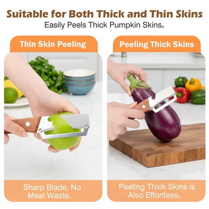 Stainless Steel Sharp Peeler with Wooden Non-Slip Ergonomic Handle