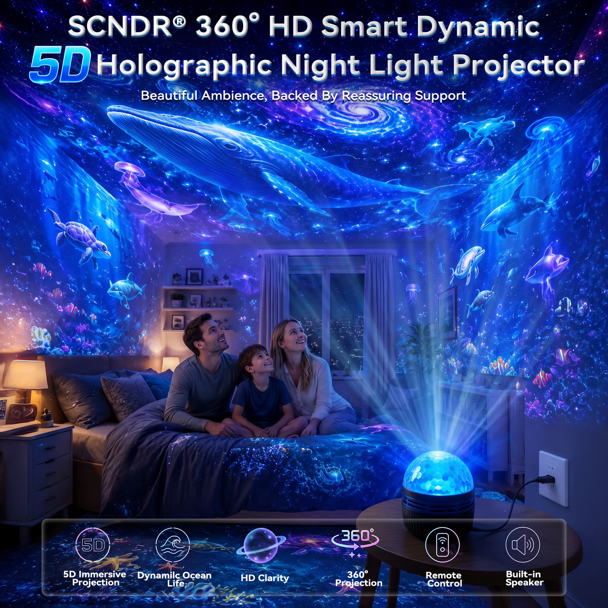 📽️360° Smart Holographic Starry Sky Projector (HD Smart Dynamic 5D)