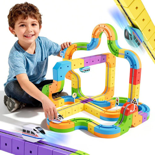 ⏰Electric Train Set 3D Magic Flexible Race Track for Kids 3-8 Years Old, Anti-Gravity STEM Toy