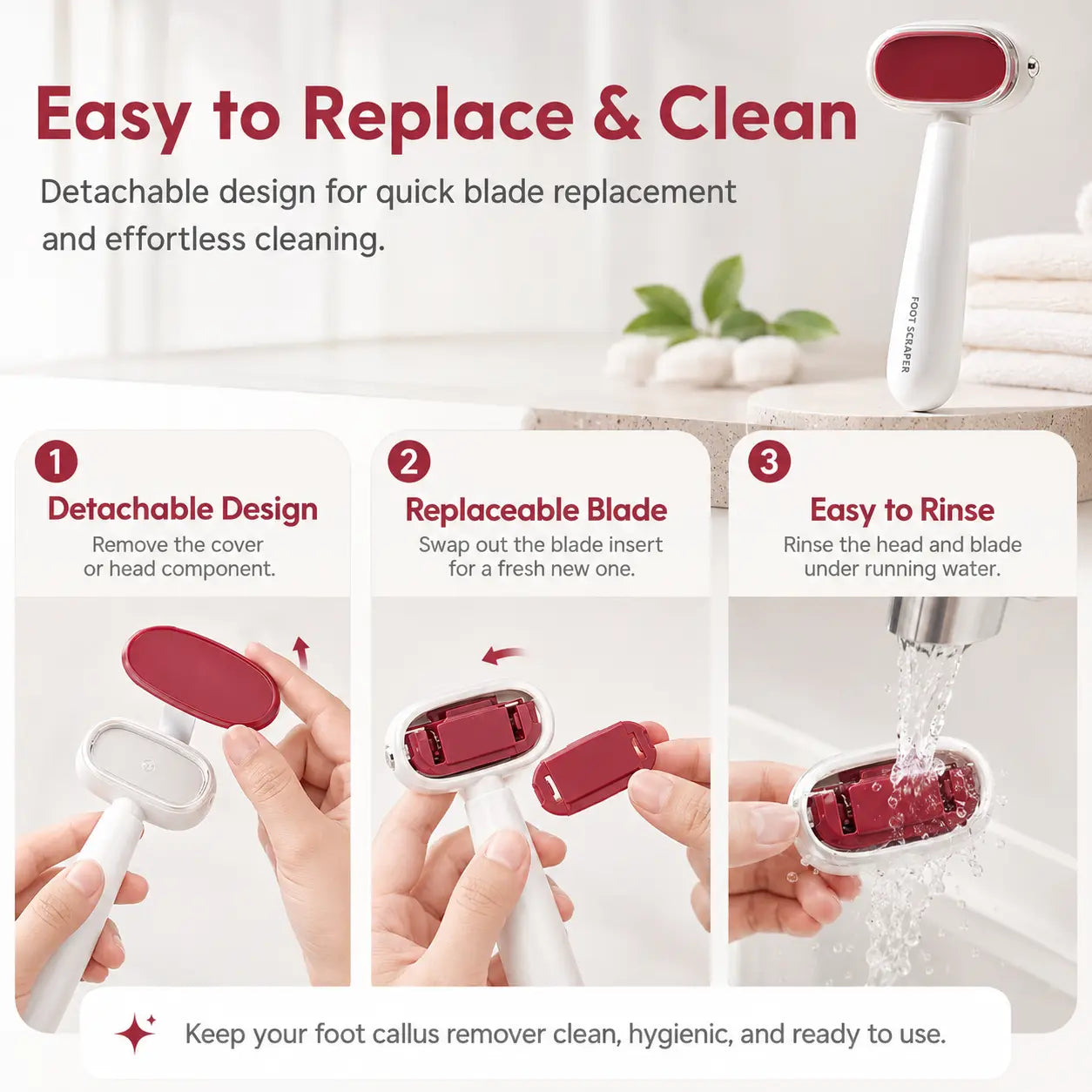 Buy 1 Get 1 Free🦶 Smooth Heels Fast ✨ Dual-Sided Foot Callus Remover with Replaceable Stainless Steel Blade