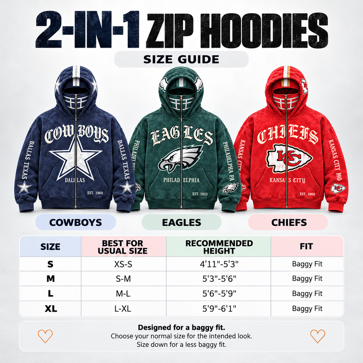 🏈 2-in-1 Football Zip Hoodie – Full-Zip Helmet Hood & Oversized Fit🏆