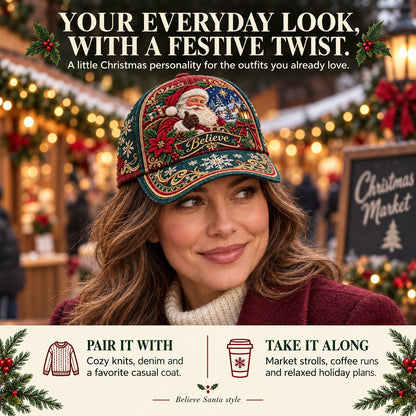 ⏳ Last Day 49% OFF – 🧢🎄 Premium Christmas Embroidered Baseball Cap | Festive Design, Adjustable Fit & Holiday Comfort