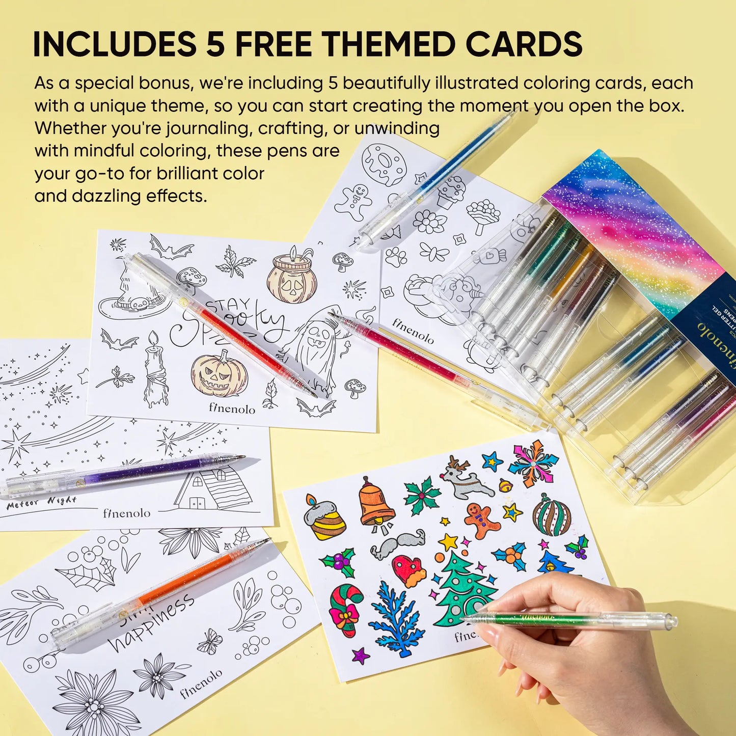 🔥Hot Selling Retractable Glitter Sparkle Gel Pens 1.0mm Fine Tip, Large Capacity Gel Pen Set for Art Journal & Hand Lettering
