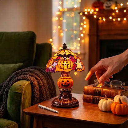 Retro Pumpkin Bat Pattern Single Desk Lamp
