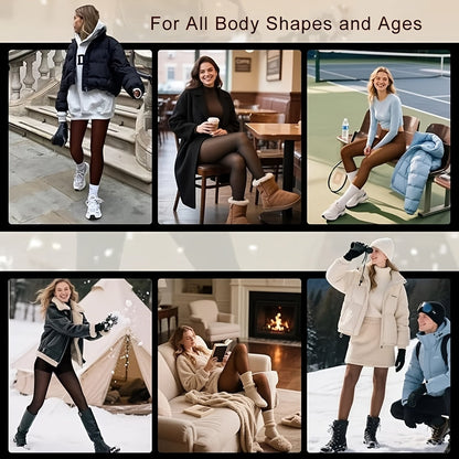 Women's Fleece-Lined Sheer-Look Tights – High-Waist 200G Winter Pantyhose