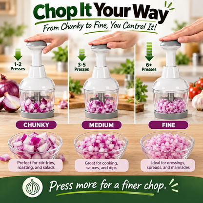 🥗 Push & Chop Manual Food Chopper – Quick Prep for Onions, Garlic, Veggies & More
