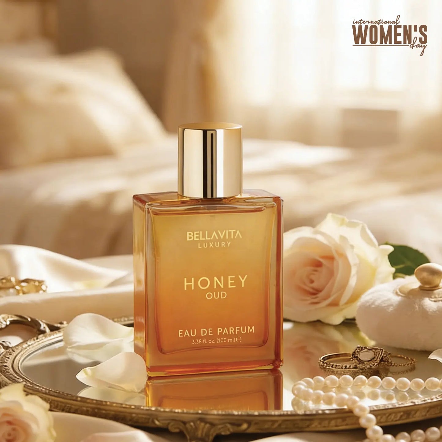 Bellavita Honey Oud Eau De Parfum 100ml (3.4oz) | Unisex Luxury Perfume for Women & Men | Sweet Honey & Smoky Oud | Long-Lasting Arabic Fragrance