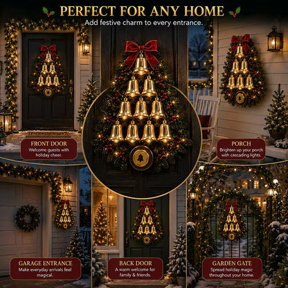 🎄 Christmas Bell Cascade Doorbell – Interactive Front Door Decoration