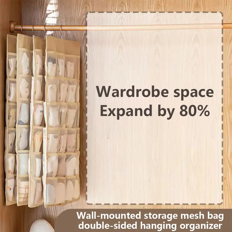 Bra and Underwear Closet Hanging Organizer with 12+18 Pockets