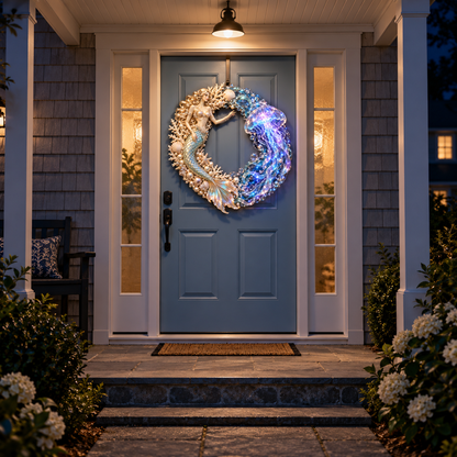 🧜‍♀️🌊 Mermaid Moonlight Wreath | Glowing Jellyfish & Ocean Decor ✨