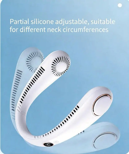 Portable Bladeless Neck Fan with Digital Display – Rechargeable Hands-Free Cooling Fan, 5-Speed Wearable Personal Fan for Travel, Office & Outdoor Use