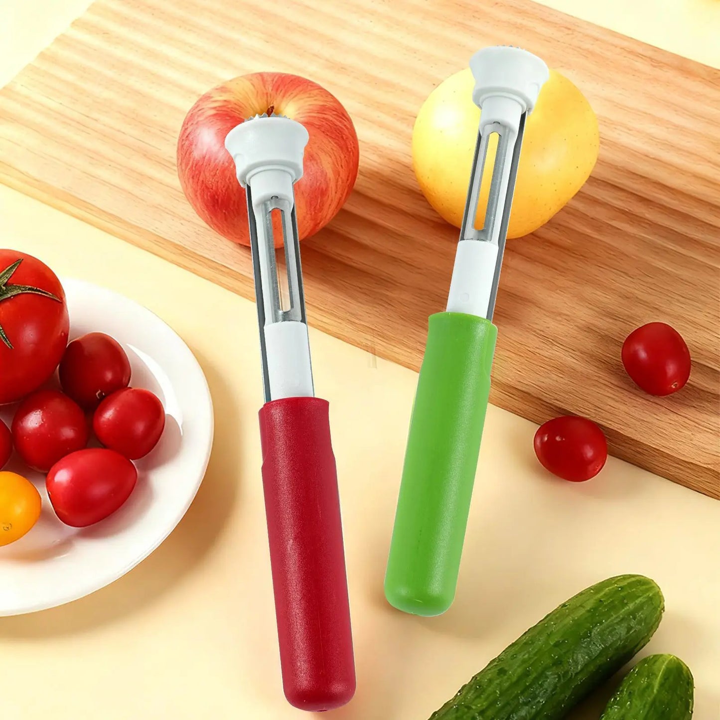 2-in-1 Apple Corer & Peeler – Stainless Steel Fruit Coring Tool for Apples, Pears & Peppers | Quick Seed Remover