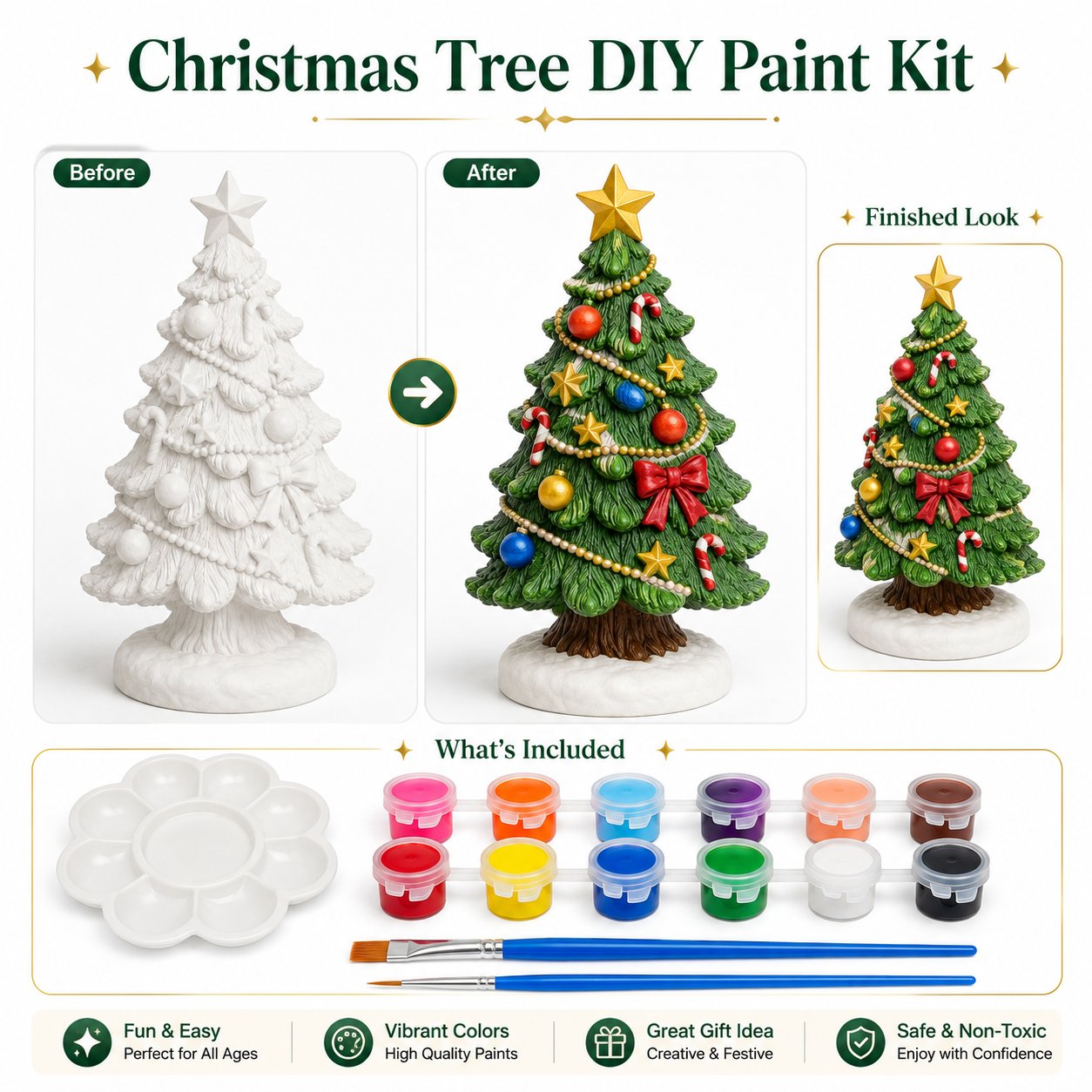 '- 🎨 Beginner-Friendly DIY Christmas Figurine Painting Kit | Create Your Own Festive Holiday Decorations 🎄💕