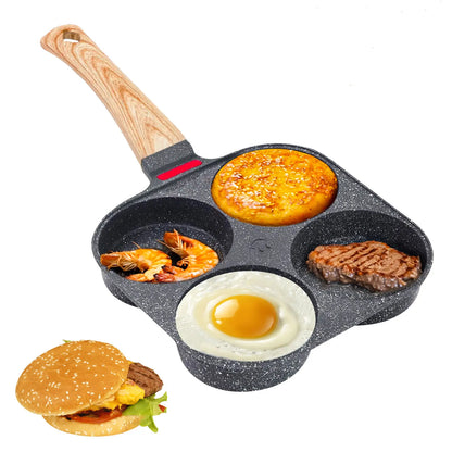 4-Cavity Nonstick Breakfast Frying Pan – Mini Egg & Burger Pan for Perfectly Even Cooking