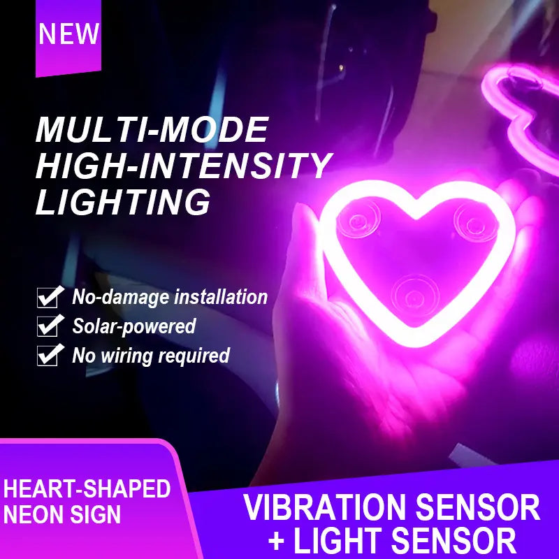 Solar Heart Neon Light for Cars - Multi-Mode & Stylish